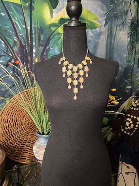 NY & Company Statement Bib Necklace with Yellow Ombre Faceted Cabochons